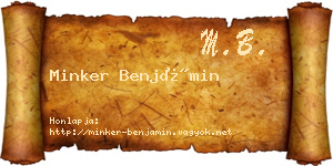 Minker Benjámin névjegykártya